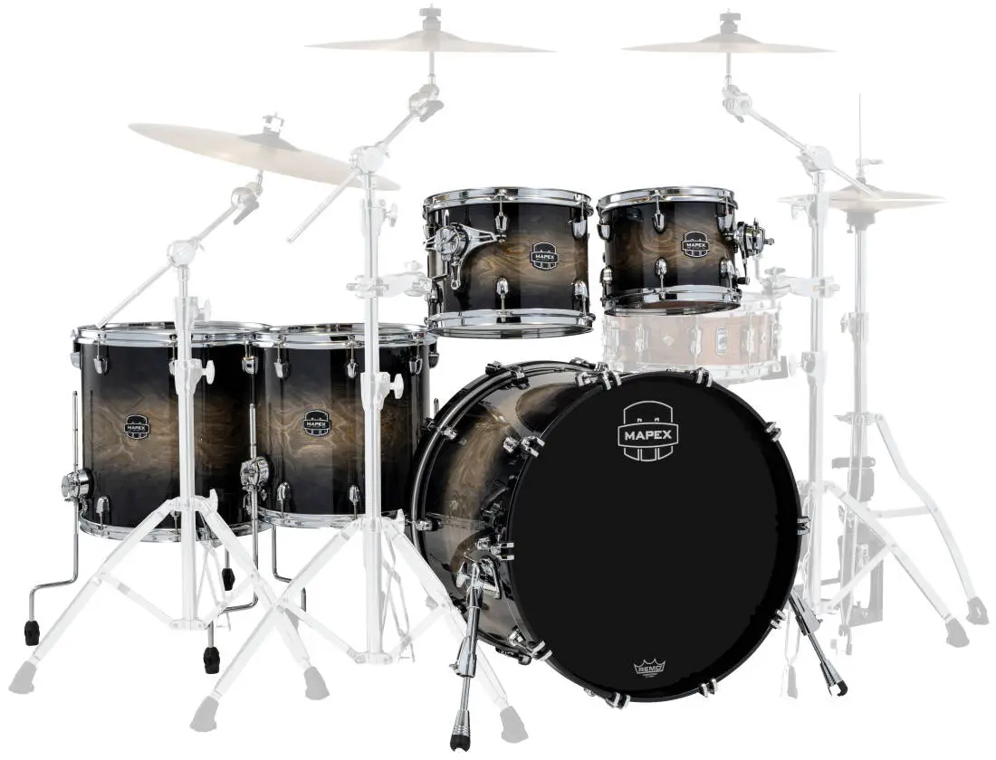 Saturn VI Studioease 5-Piece Shell Pack (22,10,12,14,16) - Black Ink Burst
