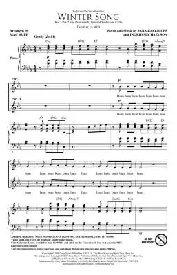 Winter Song - Michaelson/Bareilles/Huff - Choral Octavo - 2-Pt Accompanied