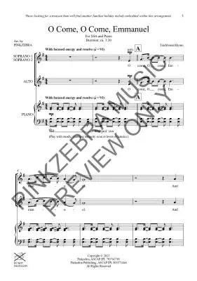O Come, O Come, Emmanuel - Pinkzebra - Choral Octavo - SSA Accompanied