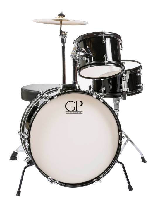 Junior 3-Piece Drum Kit (16,10,SD) with Cymbals and Hardware - Black