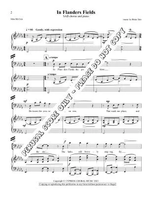 In Flanders Fields - Tate - Choral Octavo - SAB Accompanied