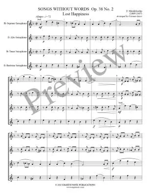Songs Without Words Op. 38 No. 2: Lost Happiness - Mendelssohn/Gassi - Saxophone Quartet