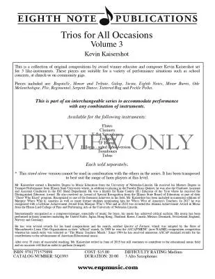 Trios for All Occasions, Volume 3 - Kaisershot - Alto Sax - Book