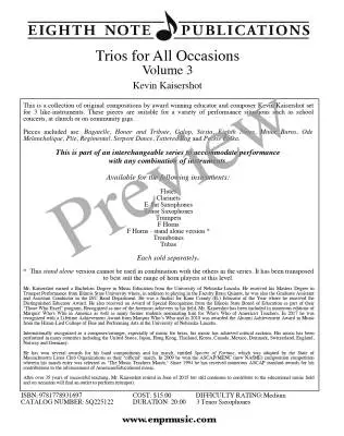 Trios for All Occasions, Volume 3 - Kaisershot - Tenor Sax - Book