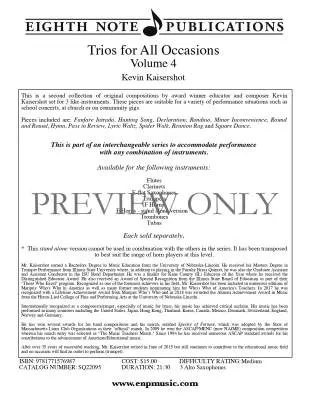 Trios for All Occasions Volume 4 - Kaisershot - Alto Saxophone - Book