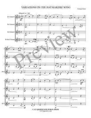 Variations on the Haymakers\' Song - Gassi - Clarinet Quartet