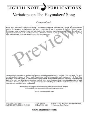 Variations on the Haymakers\' Song - Gassi - Clarinet Quartet