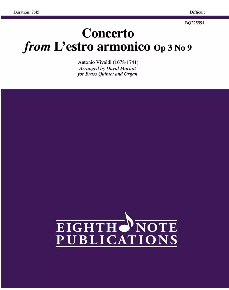 Concerto from L\'estro armonico Op. 3 No. 9 - Vivaldi/Marlatt - Brass Ensemble/Organ