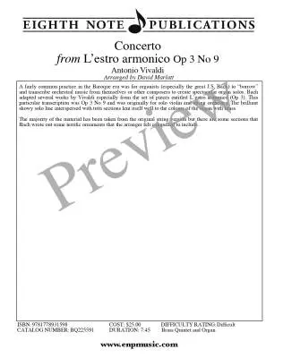 Concerto from L\'estro armonico Op. 3 No. 9 - Vivaldi/Marlatt - Brass Ensemble/Organ
