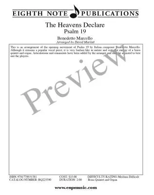 Heavens Declare: Psalm 19 - Marcello/Marlatt - Brass Ensemble/Organ