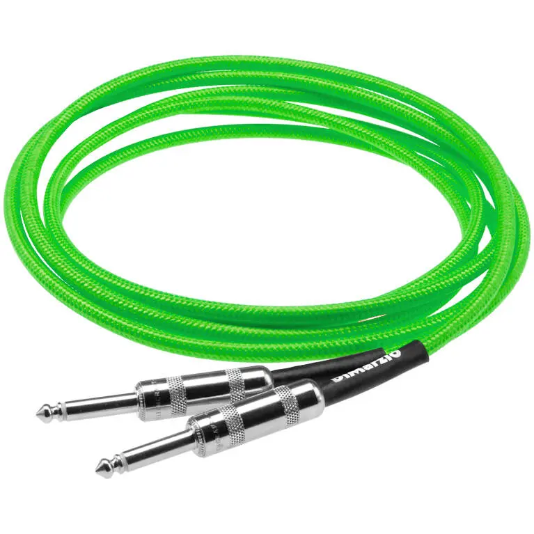 Braided Guitar Cable, Straight to Straight, Green - 18 Foot