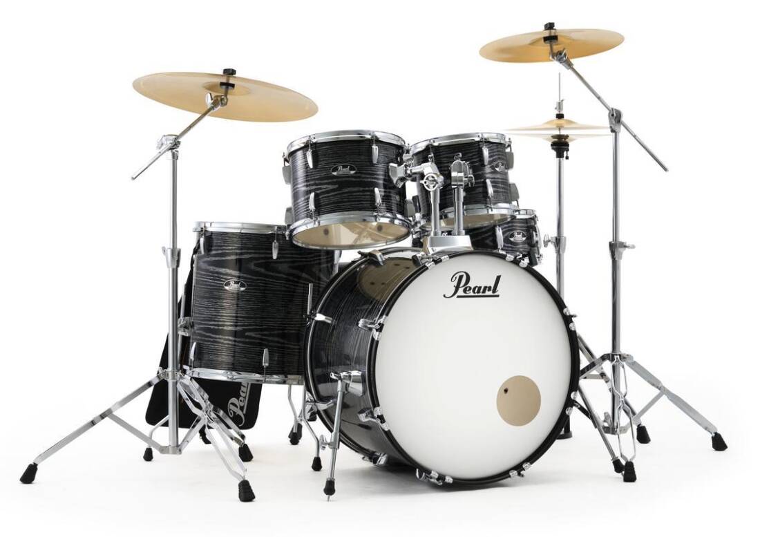 L&M Exclusive Roadshow 5-Piece Drum Kit (22,10,12,16,SD) with Hardware and Cymbals - Midnight Chrome Vortex