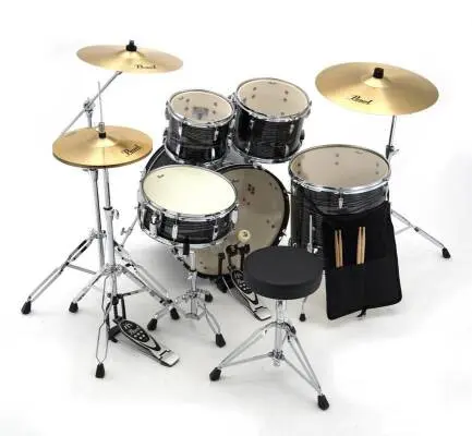 L&M Exclusive Roadshow 5-Piece Drum Kit (22,10,12,16,SD) with Hardware and Cymbals - Midnight Chrome Vortex
