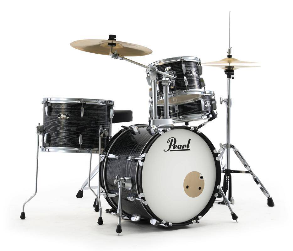 L&M Exclusive Roadshow Complete Drum Kit (18,10,14,SD) with Hardware and Cymbals - Midnight Chrome Vortex