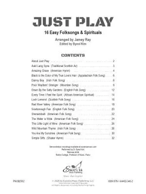 Just Play: 16 Easy Folksongs and Spirituals - Ray/Kim - Piano - Book
