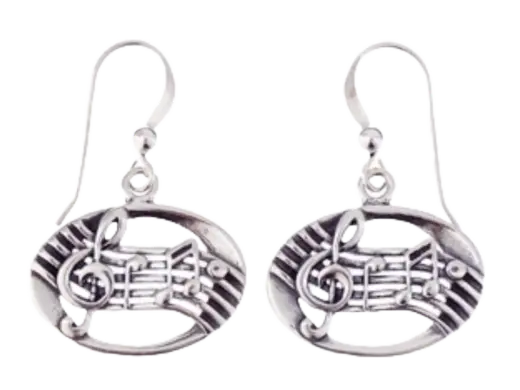 AIM Gifts - Sterling Silver Earrings with Music Staff and Notes