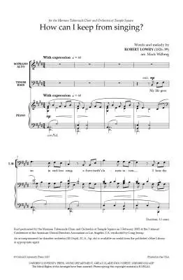 How Can I Keep from Singing - Lowry/Wilberg - Choral Octavo - SATB/Piano/Orchestra
