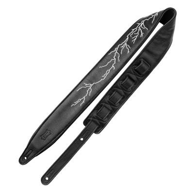 Levys - Night Life Series Black Leather Glow-in-the-Dark Strap - Lightning Bolt