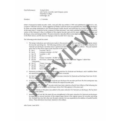 Pastorale - Seiber/Turner - Alto Recorder/Piano - Sheet