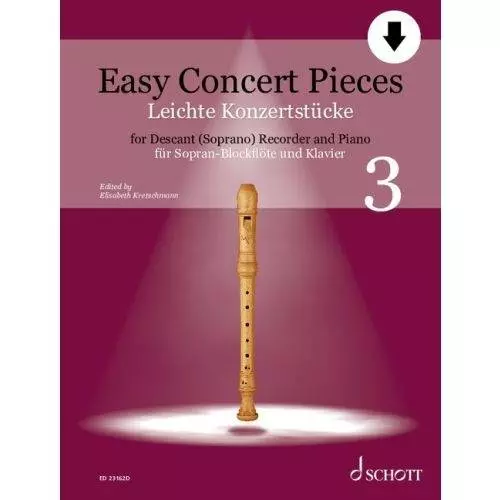 Easy Concert Pieces, Book 3: 21 Pieces from 5 Centuries - Kretschmann - Soprano Recorder - Book/Audio