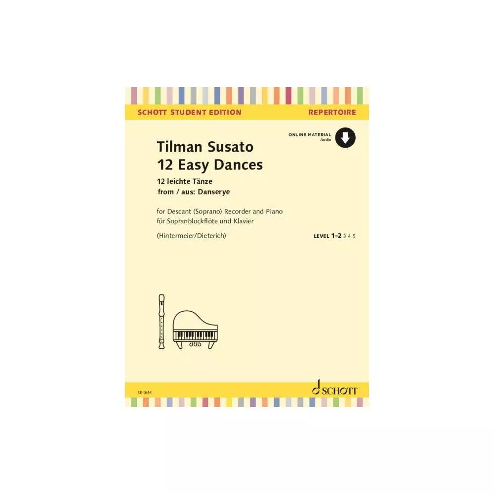 12 Easy Dances from Danserye - Susato/Dieterich/Hintermeier - Soprano Recorder - Book/Audio