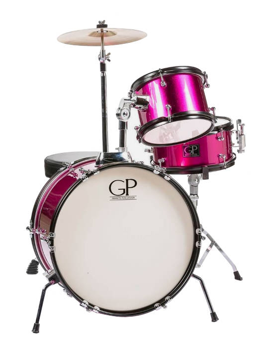 3 Piece Junior Drum Set w/Cymbals, Throne and More - Pink