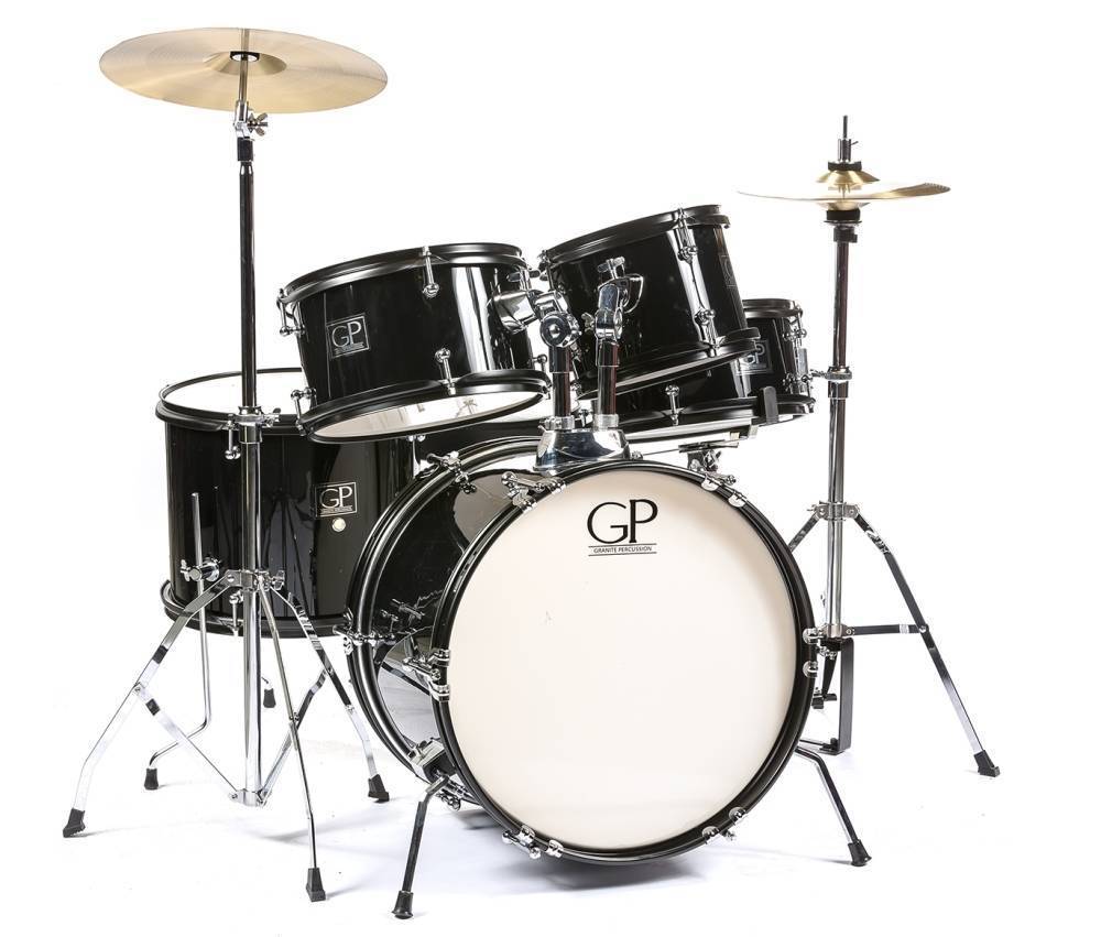 Junior 5-Piece Drum Kit (16,8,10,12,SD) with Cymbals and Hardware - Black