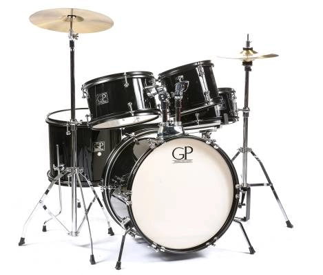 Junior 5-Piece Drum Kit (16,8,10,12,SD) with Cymbals and Hardware - Black