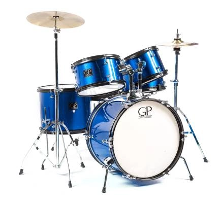 Granite Percussion - Junior 5-Piece Drum Kit (16,8,10,12,SD) with Cymbals and Hardware - Blue