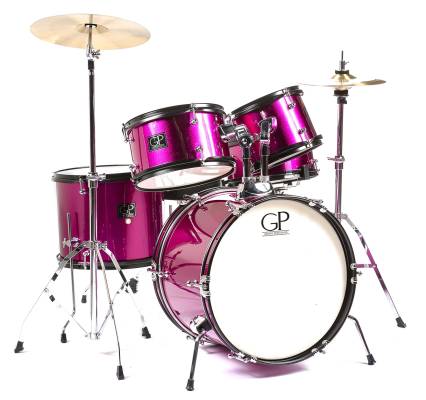 Batterie junior  5 morceaux - Avec cymbale, support, sige et plus - Rose