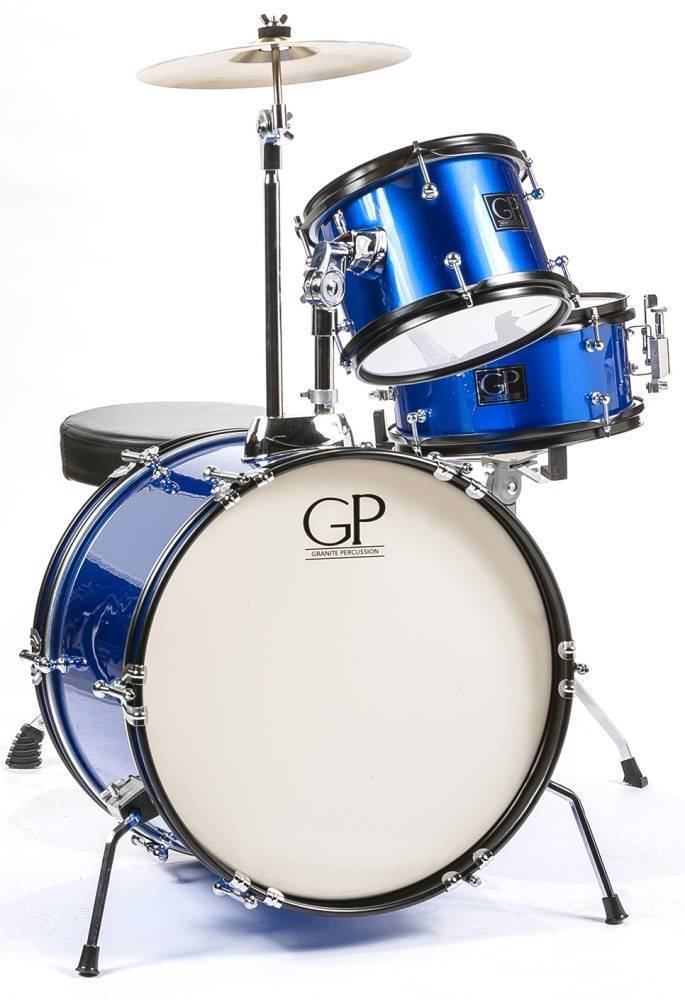 Granite Percussion Junior 3Piece Drum Kit (16,10,SD) With Cymbals And Hardware Blue Long