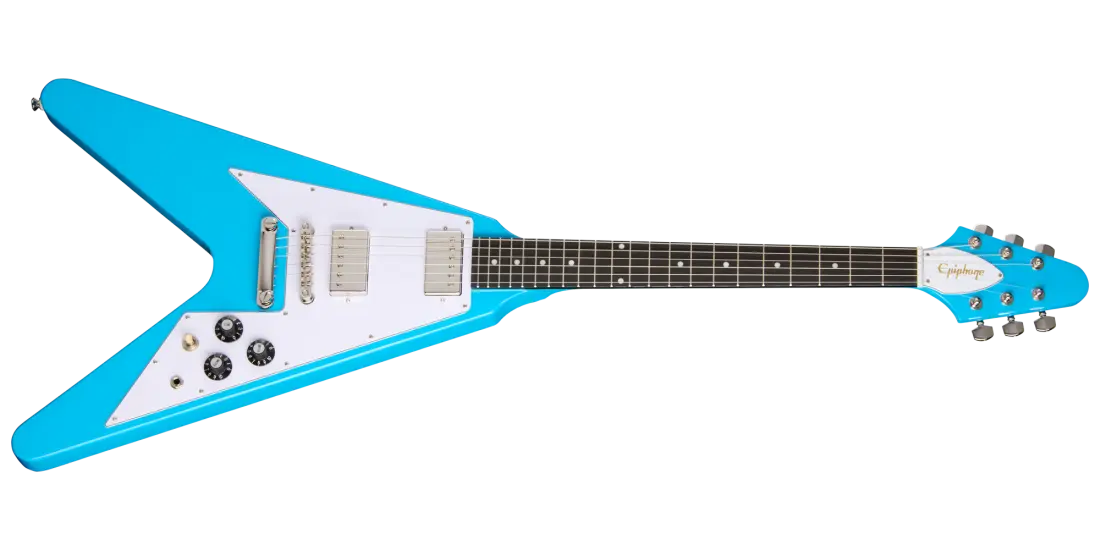 Flying V 70s Electric Guitar with Gigbag - Maui Blue