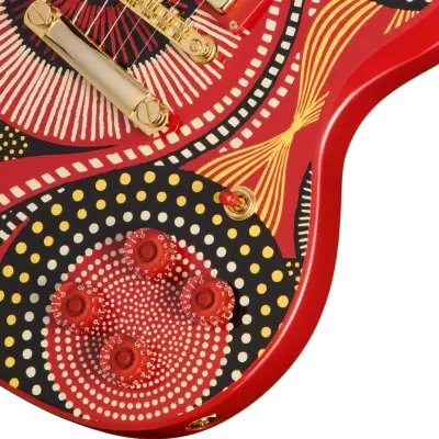 Fatoumata Diawara SG Electric Guitar with Hardshell Case - Ember Red with Malian Graphic