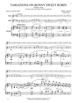 Variations on Bonny Sweet Robin - Smyth/Fine - Flute/Oboe (or Violin or Viola)/Piano