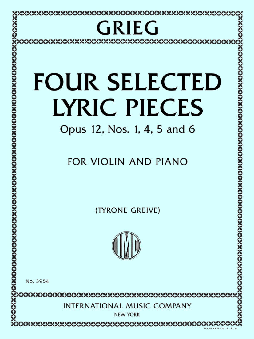 Four Selected Lyric Pieces, Op. 12, Nos. 1, 4, 5, and 6 - Grieg/Sitt/Greive - Violin/Piano - Book