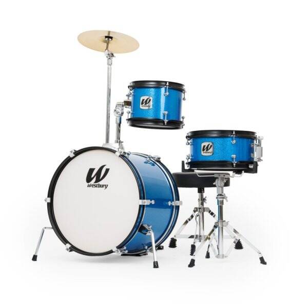 3-Piece Junior Drum Set with Throne - Blue Sparkle
