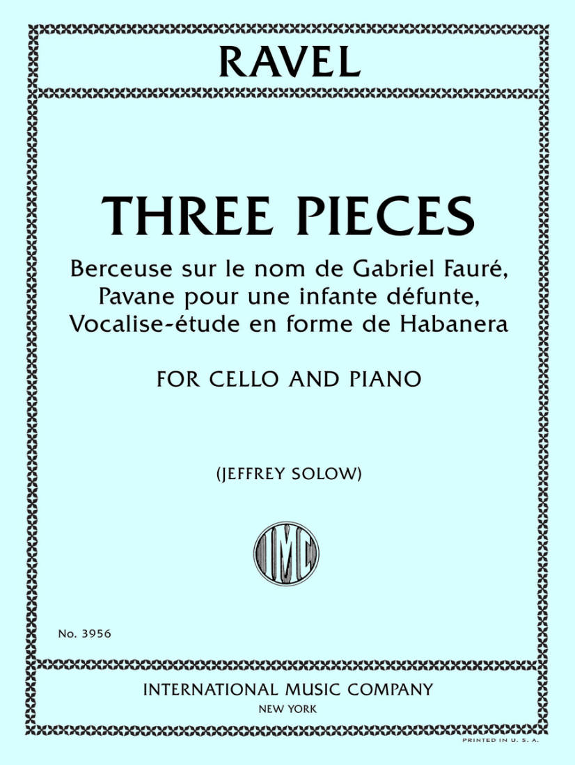 Three Pieces - Ravel/Solow - Cello - Book