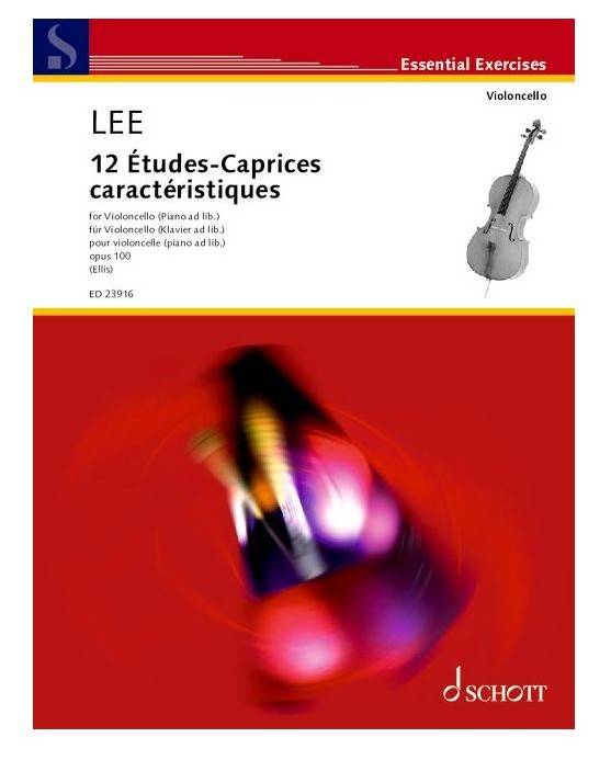 12 Etudes-Caprices Caracteristiques, Op.100 - Lee/Ellis - Cello/Piano - Book