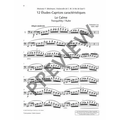 12 Etudes-Caprices Caracteristiques, Op.100 - Lee/Ellis - Cello/Piano - Book