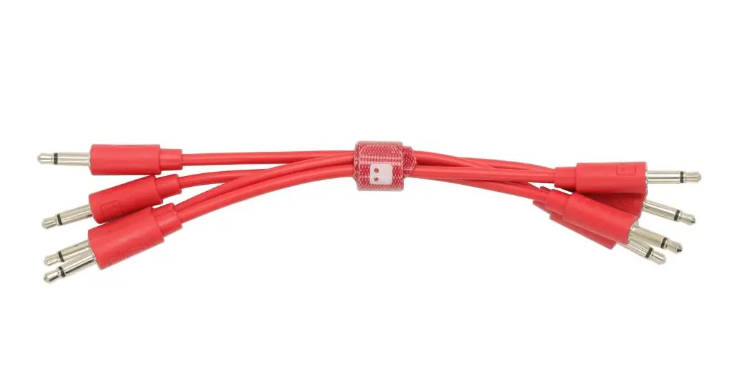 Patch Cables 3.5mm TS to same - 10cm - Red (4 Pack)