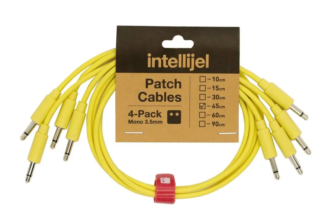 Patch Cables 3.5mm TS to same - 45cm - Yellow (4 Pack)