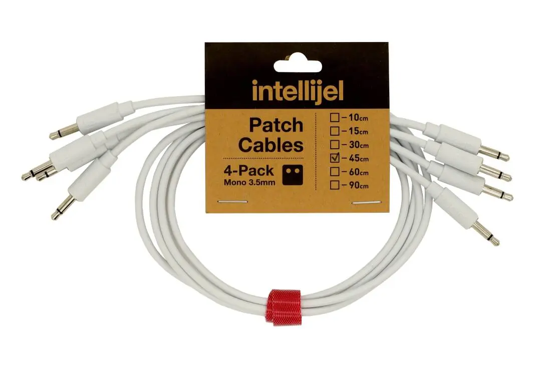 Patch Cables 3.5mm TS to same - 45cm - White (4 Pack)