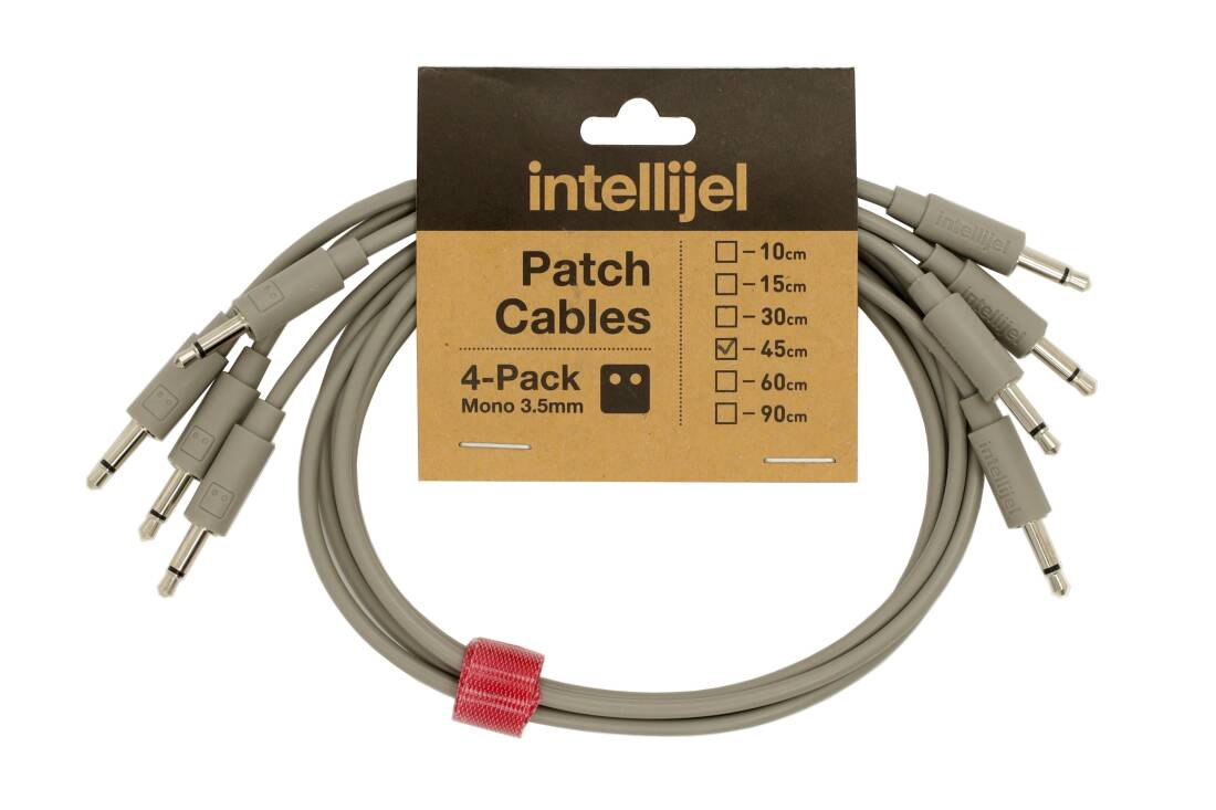 Patch Cables 3.5mm TS to same - 45cm - Grey (4 Pack)