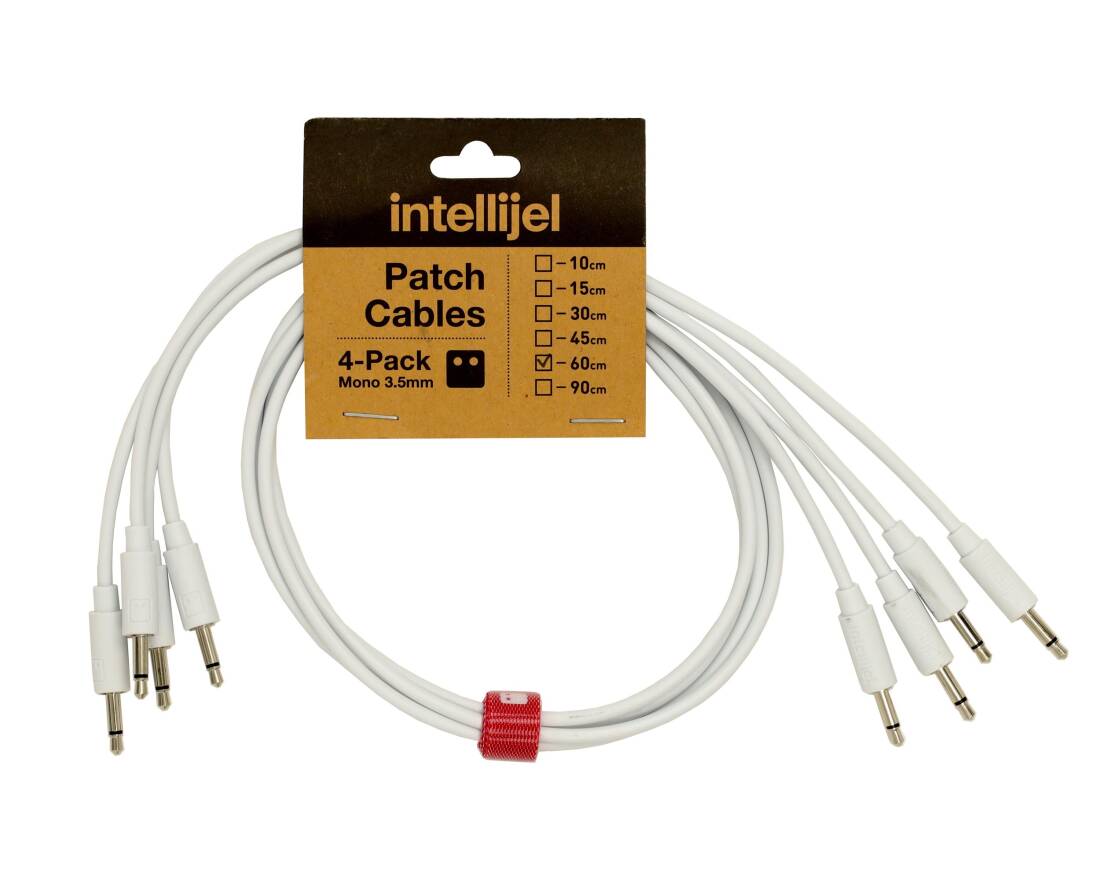 Patch Cables 3.5mm TS to same - 60cm - White (4 Pack)
