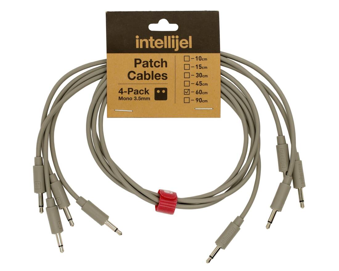 Patch Cables 3.5mm TS to same - 60cm - Grey (4 Pack)