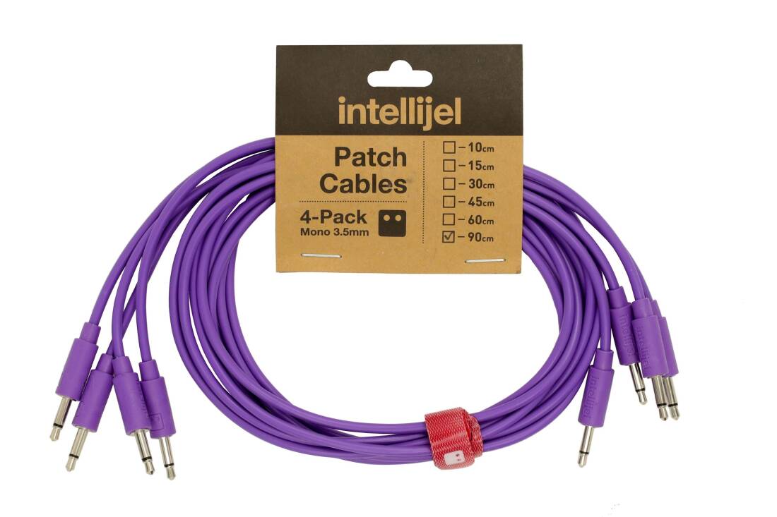 Patch Cables 3.5mm TS to same - 90cm - Purple (4 Pack)
