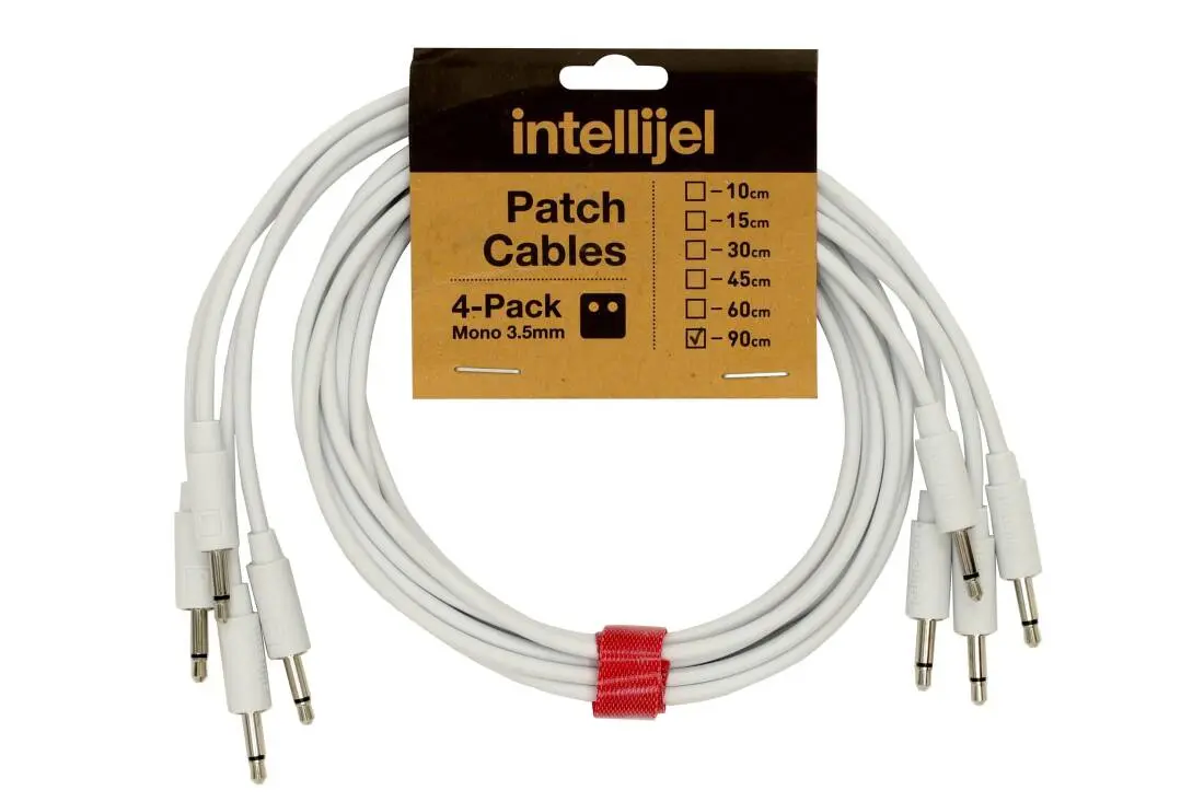 Patch Cables 3.5mm TS to same - 90cm - White (4 Pack)