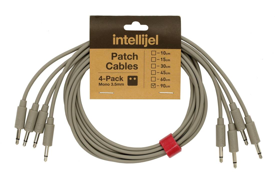 Patch Cables 3.5mm TS to same - 90cm - Grey (4 Pack)