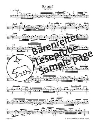 Three Sonatas and Three Partitas - Bach - Viola - Book