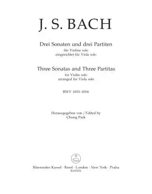Three Sonatas and Three Partitas - Bach - Viola - Book